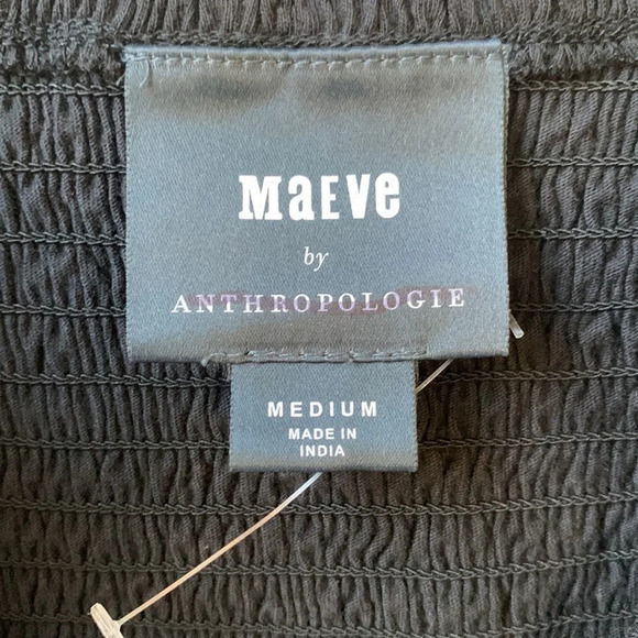 NWOT Maeve Micro Tube Top Spaghetti Strap Smocked Crop Top Black Medium - Picture 6 of 13